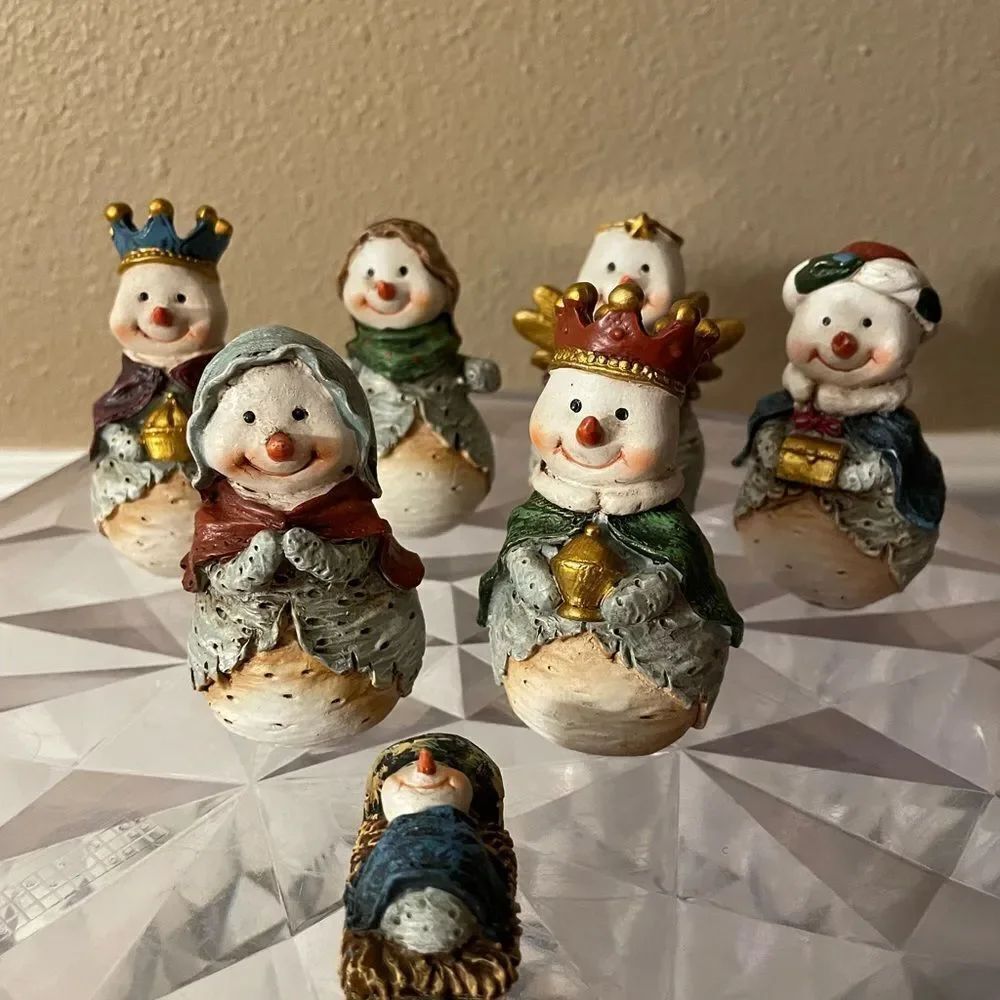 Kurt Adler Snowman 7 Piece Nativity Set CUTEEE!